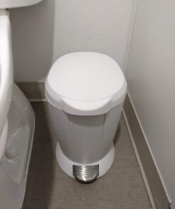 simplehuman Compact Round Bathroom Step Trash Can, 6 Liter / 1.6 Gallon, White Plastic 38 51dhzLzaVRL
