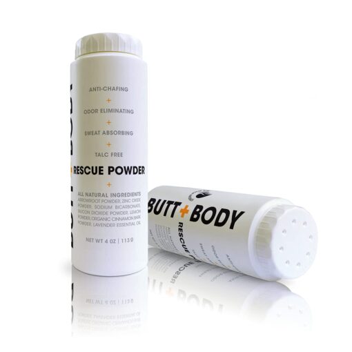 Butt & Body Rescue Powder. Naturally Protects Skin & Eliminates Chafing, Rubbing, Sticking & Odors. No Talc. Made in USA - Absorbs Sweat & Keeps You Cooler. (4 Ounce - 1 Pack) 4 Ounce (Pack of 1)