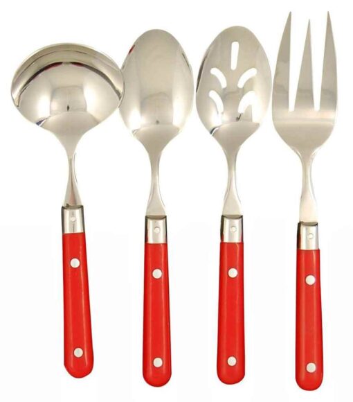 Ginkgo International Le Prix 4-Piece Stainless Steel Hostess Serving Set, Milano Red