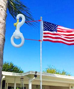 1 Pair 3 Inch White Rubber Coated Brass Swivel Snap Clips - Heavy Duty Flag Pole Halyard Rope Attachment Hooks Accessory, Coated for Reduce Noise 2 White Rubber Brass Snap 12 51e4ByYA4HL