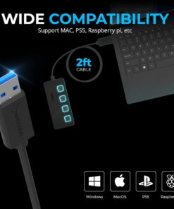 Sabrent 4-Port USB Hub, USB 3.0 Fast Data Hub with Individual LED Power Switches, 2 Ft Cable, Slim & Portable, for Mac & PC (HB-UM43) 26 51e5y5uF6L