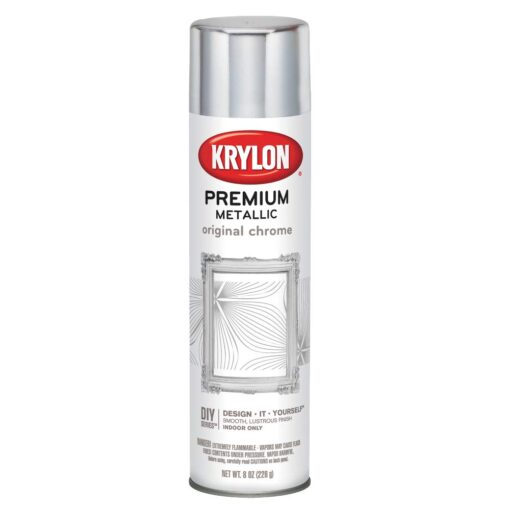 Krylon K01010A07 Premium Metallic Spray Paint Resembles Actual Plating, Original Chrome, 8 oz