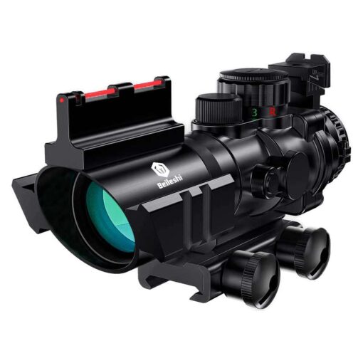 Beileshi Optics Rifle Scope, 4x32 Tactical Rifle scopes with Red & Green &Blue Illuminated Reticle, Acog Scope Fit for Picatinny or Weaver Rail for Hunting