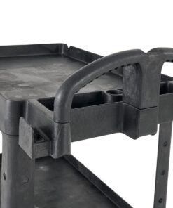 Rubbermaid Commercial Products 2-Shelf Utility/Service Cart, Medium, Lipped Shelves, Ergonomic Handle, 500 Lbs Capacity, for Warehouse/Garage/Cleaning/Manufacturing (FG452088BlA) Black 38 51eGVfeKeJL