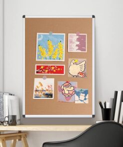 VIZ-PRO Cork Notice Board, 48 X 36 Inches, Cork Bulletin Board with Silver Aluminium Frame 48x36 inches 16 51eLBTljToL