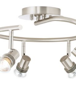 Pro Track 5-Head LED Ceiling Track Light Fixture Kit GU10 Directional Adjustable Silver Brushed Nickel Finish Metal Industrial Spiral Kitchen Bathroom Living Room Dining Hallway Bedroom 15 3/4" Wide Satin Nickel 8 51eLlc1rP0L
