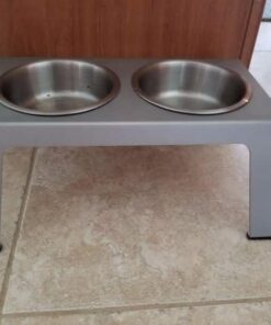 PetFusion Elevated Dog Bowls in Premium Anodized Aluminum Stand (Tall 8"). 2 US FOOD GRADE Stainless Steel 56oz bowls, Metallic Gray Tall - 8" 32 51eM6prVVIL