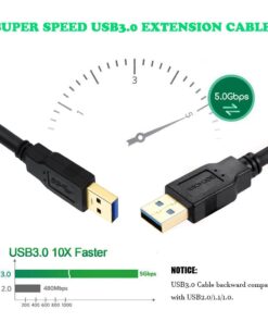 Alternative view of XBOHJOE USB 3.0 A to A Male to Male Cable 15 ft USB to USB Cable Type A Male to A Male Cord 5 Gbps Double USB a to USB a Cable Compatible with Hard Drive Cooling Fan/pad DVD Player (Black, 15FT) Black