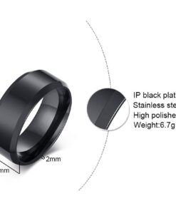 VNOX Personalized Custom 8MM Stainless Steel Plain Wedding Band Ring for Men,Black/Gold Plated/Silver Black-Engraving(Polished) 13 7 51eeoxkq2aL 1