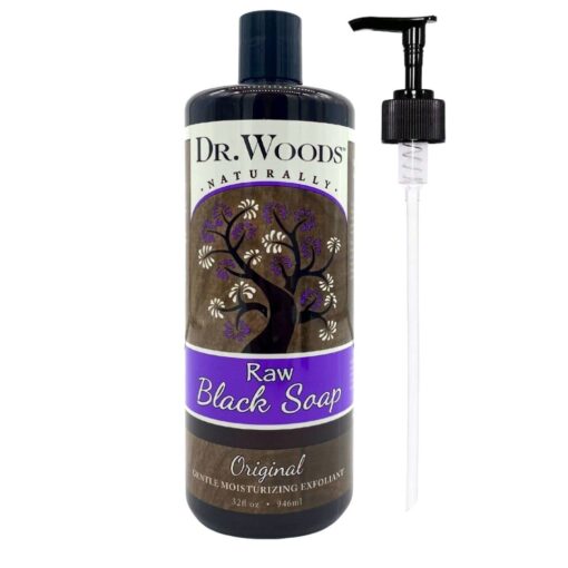 Dr. Woods Raw Black Liquid Castile Soap with Pump, 32 Ounce Coconut 32 Fl Oz (Pack of 1)