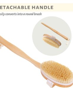 Touch Me 3 Set Body Brush Set - Long Wooden Dry Bath Body Back Brush, Contour Handle Natural Bristle Brush and Facial Brush 16 51enAzXK L