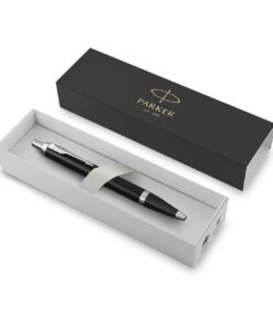 Parker IM Ballpoint Pen, Black Lacquer Chrome Trim with Medium Point Blue Ink Refill (1931665) 8 51f 3Ncw L