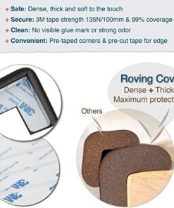 RovingCove Edge Corner Protector Baby Proofing (Large 18ft Edge 8 Corners), Hefty-Fit Heavy-Duty, Soft NBR Rubber Foam, Furniture Fireplace Safety Bumper Guard, 3M Adhesive, Onyx Black 18 feet 31 51f72O gu7L