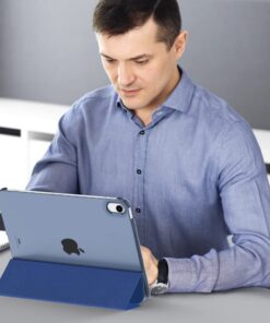 MoKo Case for iPad 10th Generation 10.9 inch 2022, Slim Stand Protective Cover with Hard PC Translucent Back Shell Cover for iPad 10th Gen 2022, Support Touch ID, Auto Wake/Sleep, Navy Blue 32 51fBhXBuyuL