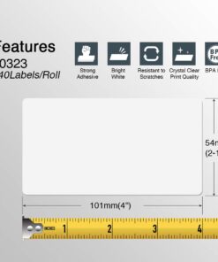 Alternative view of BETCKEY - Compatible DYMO 30323 (2-1/8" x 4") Shipping/Name Badge Labels, Strong Adhesive & Perforated, Compatible with DYMO Labelwriter 450, 4XL, Rollo & Zebra Desktop Printers [10 Rolls/2400 Labels] 10-rolls (2400 Labels)