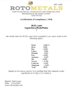 Whole Lead Ingot Pure 99.9% About 5 pounds by Rotometals 10 51fJ jG8VML