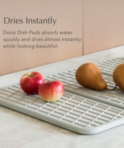 Dorai Home Dish Pad – Collapsible Kitchen Dish Drying Mat – Wrapped in Silicone Webbing to Protect Dishes – Dries Instantly – Modern and Stylish – Minimal Design to Match Any Countertop – Sandstone 17 51fLdgwJbpL