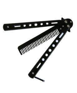 Generic New 1Pc Black Metal Practice Butterfly Comb Style Knife Trainer Tool 19 51fTe2keR7L