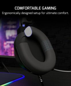 GAMEPOWER Voldon Rainbow Gaming Headset - 7.1 Virtual Surround Sound, Wired Headphones with 50MM Drivers, Noise Cancelling Mic for PC, PS4, PS5 - Ideal for Gamers, Black Head Set 13 51fUahmF47L