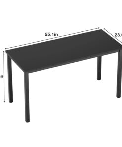 Need 55 Inch Large Computer Desk - Modern Simple Style Home Office Gaming Desk, Basic Writing Table for Study Student, Black Metal Frame, Black 55 inches 21 51feZIPORIL
