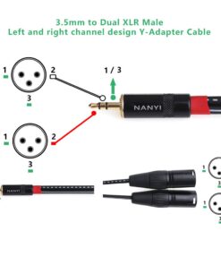 NANYI XLR 3.5mm Male Splitter Cables, TRS Stereo Male to Two XLR Male Interconnect Audio Microphone Cable, Y Splitter Adapter Cable 1.5M (5FT) 3.5mm To 2XLR Male-5FT 14 51g0EPUMEML