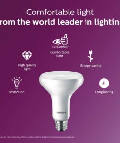 Philips LED Dimmable BR30 Light Bulb: 650-Lumen, 5000-Kelvin, 11-Watt (65-Watt Equivalent), E26 Base, Frosted, Daylight, 3-Pack 3 Count (Pack of 1) 65 W 6 51g63ggQYUL