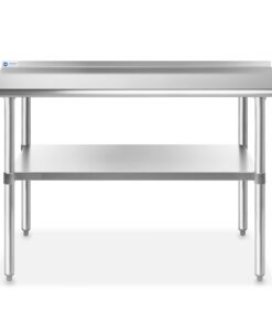 GRIDMANN Stainless Steel Kitchen Prep Table 48 x 24 Inches with Backsplash & Under Shelf, NSF Commercial Work Table for Restaurant and Home 48 in Long x 24 in Deep 28 51g8HAOiw0L 1