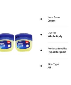 Vaseline Unscented Petroleum Jelly Balm 50ml - Pack of 2, Hypoallergenic, for All Skin Types Unscented 1.7 Fl Oz (Pack of 2) 13 51gAdYAeL