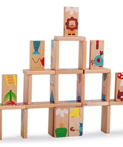 Alternative view of GracesDawn 28 Pcs of Educational Wooden Toy Domino Animal Puzzles Kids Game Gift