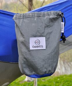 OuterEQ Portable Parachute Nylon Fabric Travel Camping Hammock Blue/Grey Approx 275cm x 140cm 11 51gMvmwyZ6L
