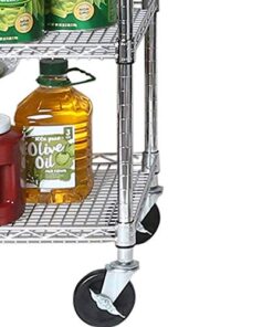 Seville Classics UltraDurable NSF Commercial Heavy Duty Metal Rolling Utility Cart, w/ Steel Shelves, Handle Bar for Restaurant, Garage, Warehouse, Kitchen, Office, Top Shelf (36"W x 18"D) Chrome Top Shelf (36"W x 18"D) 37 51gYZrPVg6L