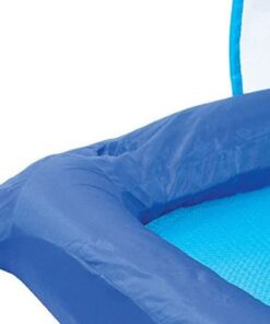 SwimWays Spring Float Recliner with Removable Canopy - Swim Lounger for Pool or Lake, Blue Dark Blue / Light Blue 25 51goxm MxuL