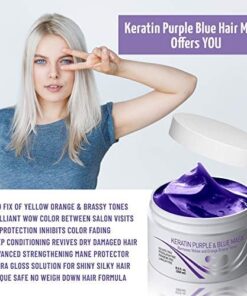 Vitamins Keratin Purple Hair Mask - Violet Blue Protein Deep Conditioner Treatment - Toner for Blonde Platinum Silver Gray Ash or Brown Colored Dry and Damaged Brassy Hair 29 51gpe1CyQrL