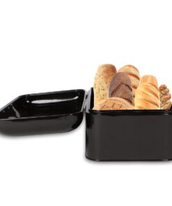 Culinary Couture Extra Large Black Bread Box for Kitchen Countertop - Holds 2 Bread Loaves! - 16.5" x 9" x 6.5" - Stainless Steel Vintage Bread Boxes for Kitchen Counters - Bonus Recipe EBook 28 51grO1IaCeL
