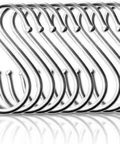 Pro Chef Kitchen Tools Round S Hooks - Kitchen Pot Racks Hook 10 Pack Set - Heavy Duty S Shaped Clothing Hangers - Fits Utensil Organizer Rack Hanger Bar - Outdoor Garage Home Storage Organization 21 51gx40vegIL