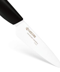 Kyocera Advanced Ceramics – Revolution Series 3-Piece Ceramic Knife Set: Includes 6-inch Chef's Knife; 5-inch Micro Serrated Knife; and 3-inch Paring Knife; Black Handles with White Blades 21 51gzM4BuGkL