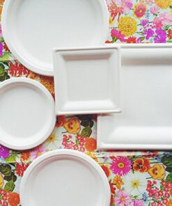 Susty Party 8-Inch Compostable Square Plates (50 Plates), Sugarcane Heavy Duty Disposable Biodegradable Plate, White 14 51h9iZZlPDL