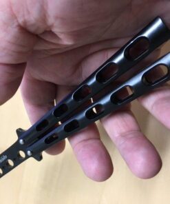 Anlado Balisong Butterfly Knife Trainer Practice with O-ring Latch - Enhanced Version - Black Metal Steel - no Offensive Blade - for Beginner, Children, Butterfly Knives Lover and more 24 51hDYiZvvL
