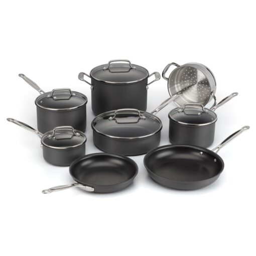 Chef's Classic Nonstick Hard Anodized Cookware 13 Piece Set, 66-13,Black