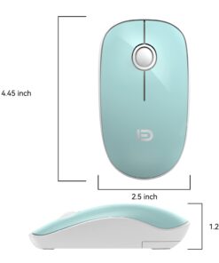 Alternative view of FD Wireless Mouse, V8 2.4G Optical Silent Cordless Mouse with USB Receiver and Manual, Slim Portable Travel Computer Mice for Laptop Desktop PC MacBook Chromebook, Mint Green