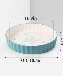 Wisenvoy Pie Pan Tart Pan Quiche Ceramic Pie Dish Pie Plate Tart Pans 9 inch Tart Pan Deep Dish Pie Pan Quiche Pan Turquoise 9 51hM0t8JjAS