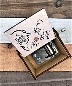 PhoenixAppeal Beautiful Carved Wooden Music Box Hand cranked: Lord of The Rings Beauty and The Beast, Star Wars, Frozen, Zelda and Lord of The Rings Theme Gift (Beauty and The Beast) 7 51hM8Un36LL