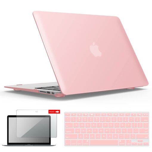 IBENZER Compatible with Old Version MacBook Air 13 Inch Case (2017-2010 Release), Models: A1466/A1369, Plastic Hard Shell Case with Keyboard & Screen Cover for Mac Air 13, Rose Quartz, A1301RQ+2 For Macbook Air 13'' A1466/A1369