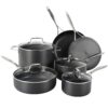 Othello CH-CO6 10-Piece Hard-Anodized Pots and Pans Cookware Set, Black 18 51hMl10LeL
