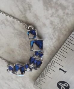 PLATO H Crystal Cube Curved Bar Necklace for Women with Gift Box Unique Dainty Jewelry Anniversary Mother's Day Gifts Blue 36 51hOXuQscqL