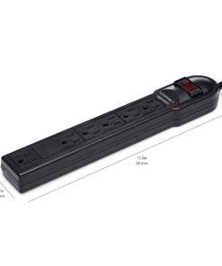 Amazon Basics Rectangular 6-Outlet Surge Protector Power Cord Strip, 790 Joule, Black, 10-Pack 10 51hQnM4N L
