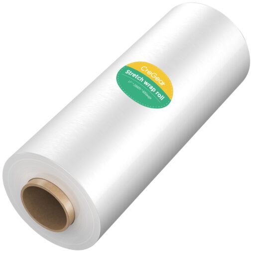 CREGEAR Stretch Wrap Film, (2000 Ft x17"x60 Gauge) Shrink Wrap Roll, Heavy Duty Moving Wrap, Industrial Strength Clear Cling Plastic Wrap for Moving Wrapping Furniture Plastic Roll & Pallet Wrap Clear-17*2000*60-1pack