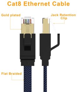 VANDESAIL Cat 8 Ethernet Cable, Shielded Ethernet Cord LAN rj45 Network Cable Poe Patch Cables Flat 6FT 2pack Support cat7 cat6 cat5, High Speed for Gaming ps5 Xbox Laptop Modem Router Splitters 6FT(1.8m) Cat8 2 8 51hSvn6RhfL