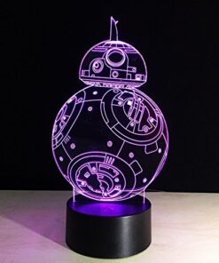 HU XUE GUANG 3D Illusion Lamp b b-8 Robots Night Light 3D Night Light for Kids 7 Color Changing Lights Desk Table Lamp Home Decor Sleep Lamp Best Gift Toyss NL-BB-8 7 Color Change 16 51hWlaB1g4L