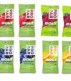 Probar Bolt Organic Energy Chews Orange, Raspberry, Strawberry, Berry Blast - Three of Each Flavor, Box of 12